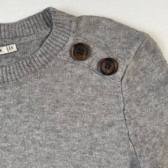 Pink Clover Carson Crewneck Sweater Gray Long Sleeves Buttons Size L Fitted - Picture 4 of 13